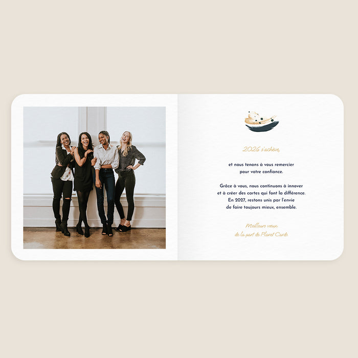 Cartes de Voeux Mairie Sapin stylisé & détails doré