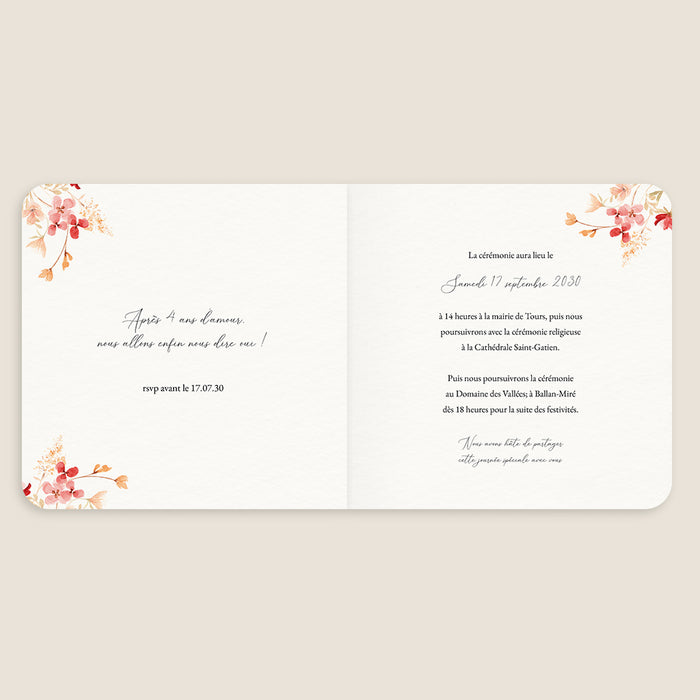 Faire-part mariage Couronnes de fleurs d'été