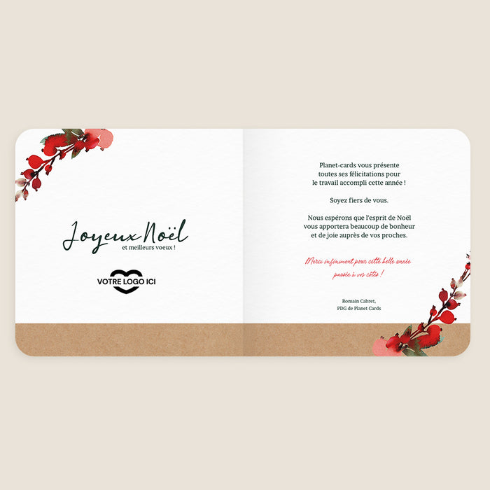 Cartes de Voeux Mairie Couronne Végétale Rouge