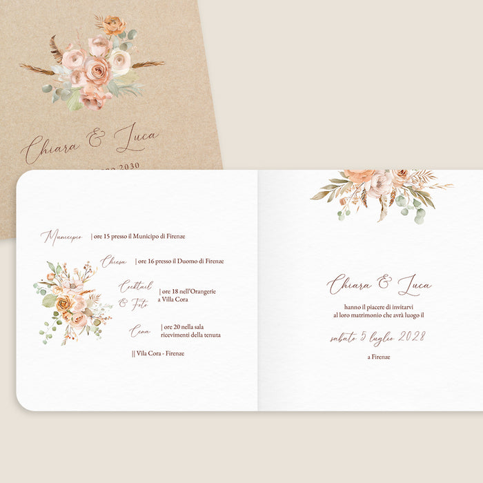 Partecipazioni di matrimonio Partecipazione matrimonio Pampas e Fiori Secchi Campestri