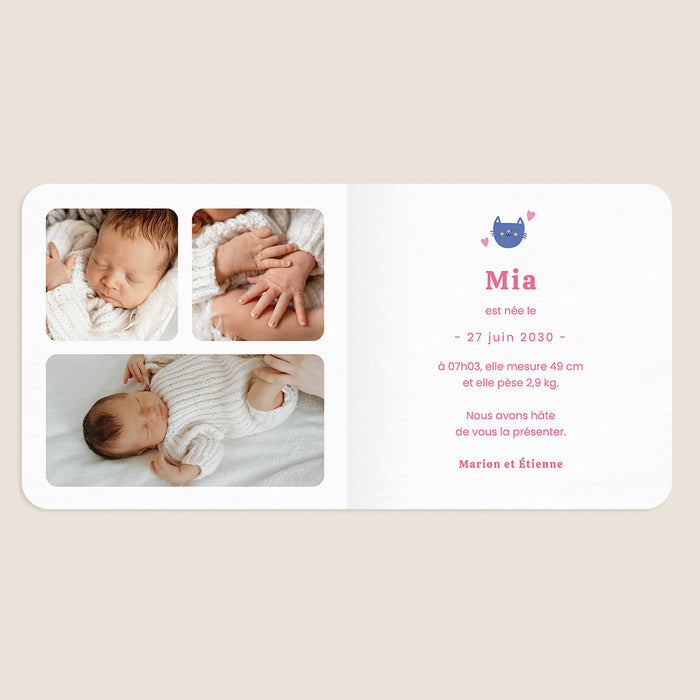 Faire-part naissance printemps-été Petit Chat