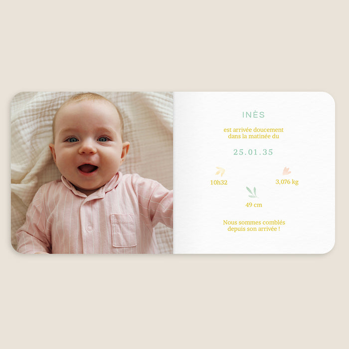 Faire-part naissance printemps-été Fleurs en Aquarelle
