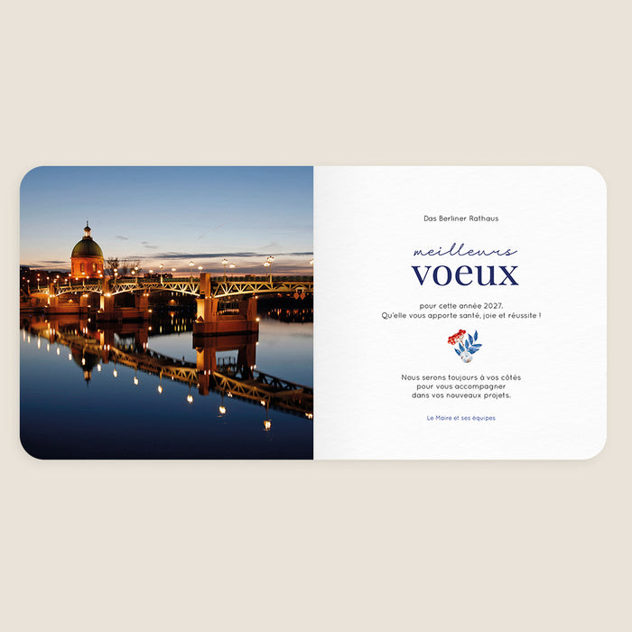 Cartes de Voeux Mairie Voeux et Couronne Végétale