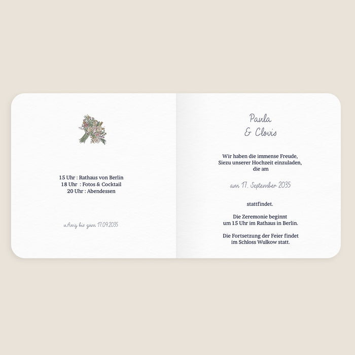 Romantische Hochzeitseinladung Ein Paar in einem Roller