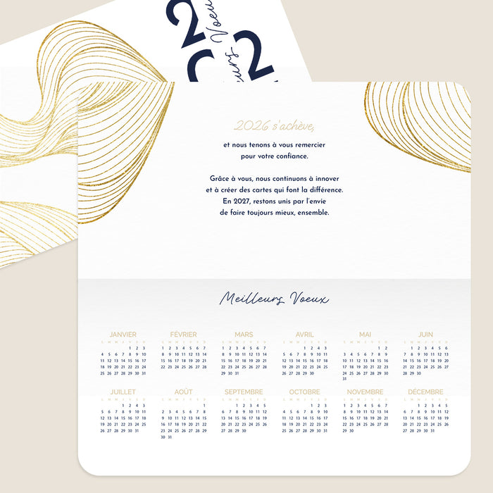 Cartes de Voeux Mairie Calendrier et lignes abstraites
