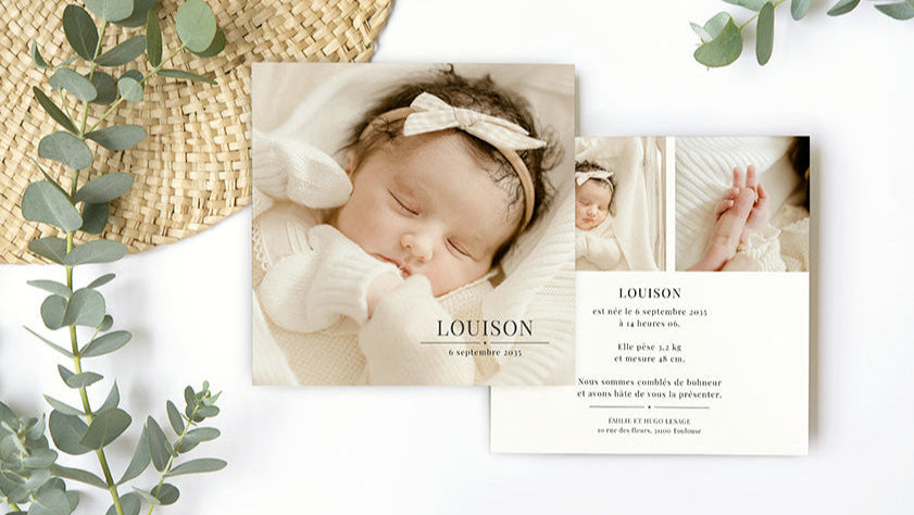 Faire-part de naissance avec photo de bébé