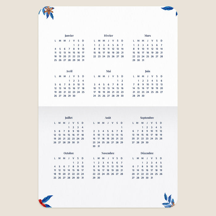 Cartes de Voeux Mairie Végétaux Hivernaux et Calendrier