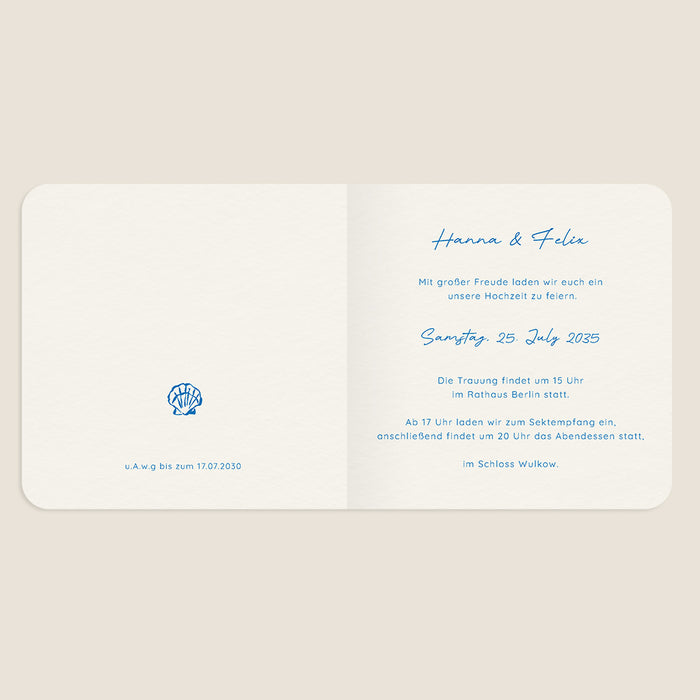 Originelle Hochzeitseinladungen Dolce Vita & Muscheln