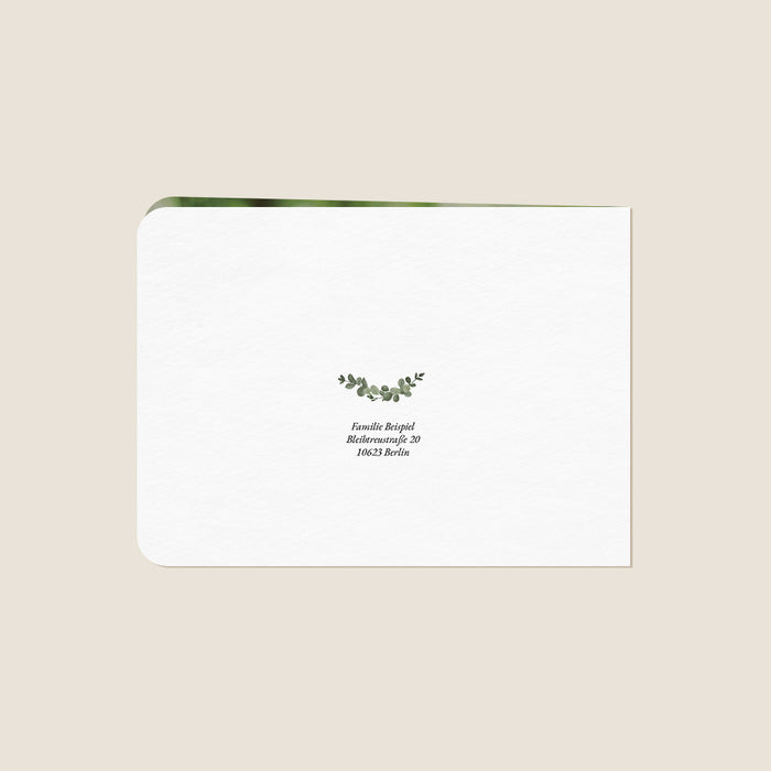 Taufkarten Blätterkranz, Eukalyptus & Kreuz