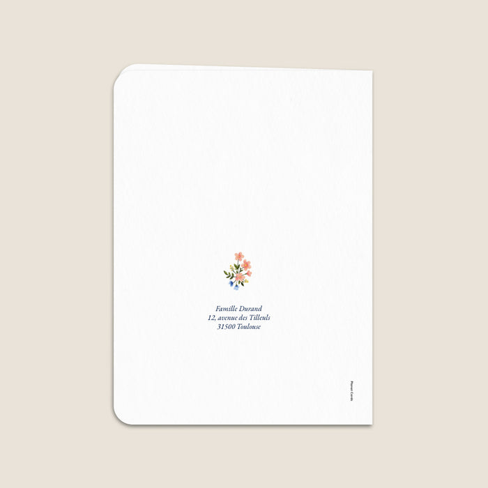 Faire-part communion Croix et couronne de fleurs