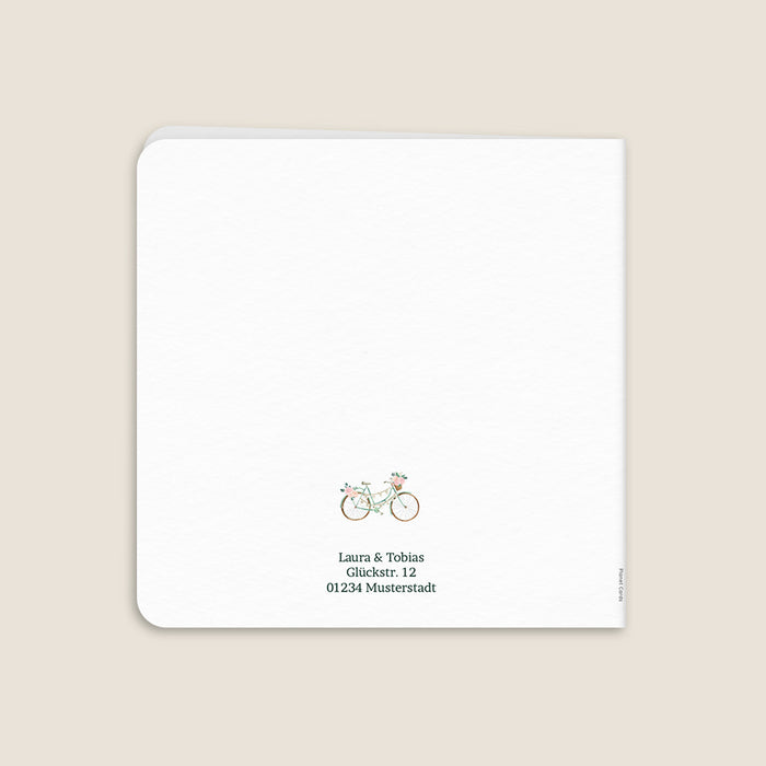 Vintage-Hochzeitseinladungen Fahrrad und Guinguette