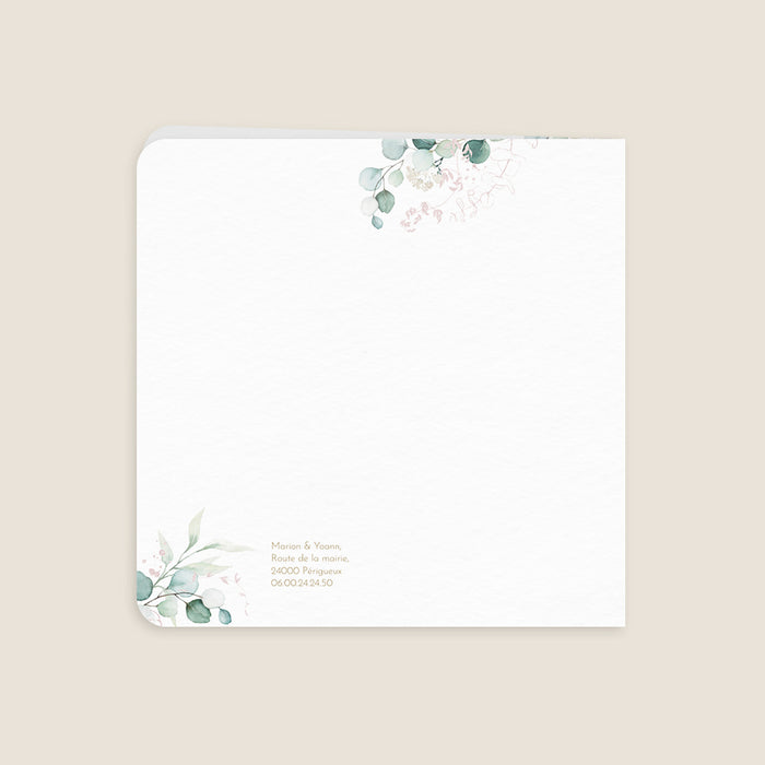 Faire-part mariage moderne Cercle bois et eucalyptus rose