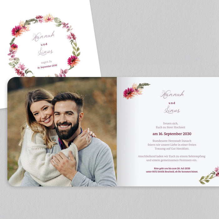 Hochzeitseinladungen Feuilles et Fleurs d'Automne