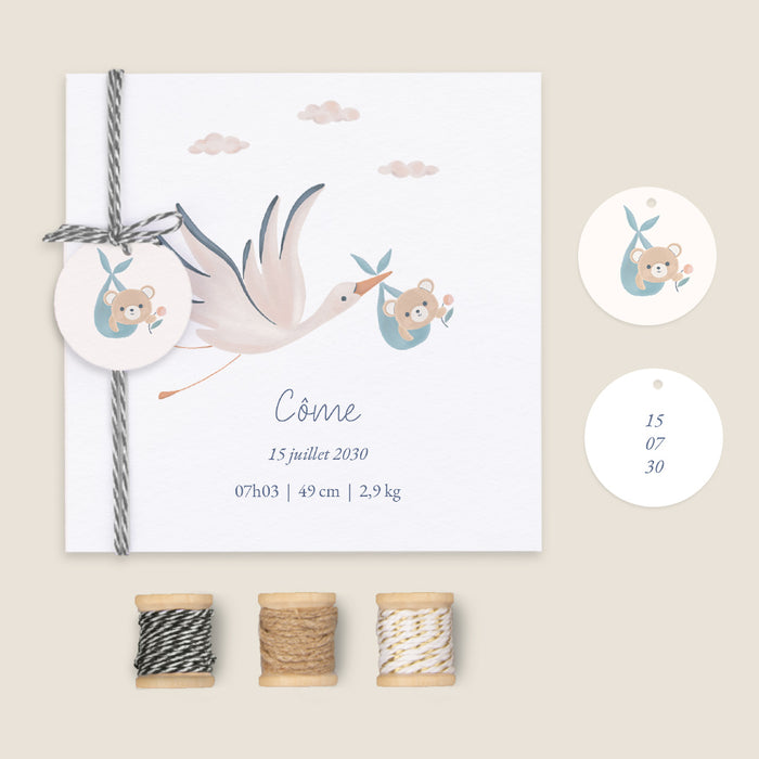 Les iconiques de Planet Cards Cigogne et Doudou Ourson