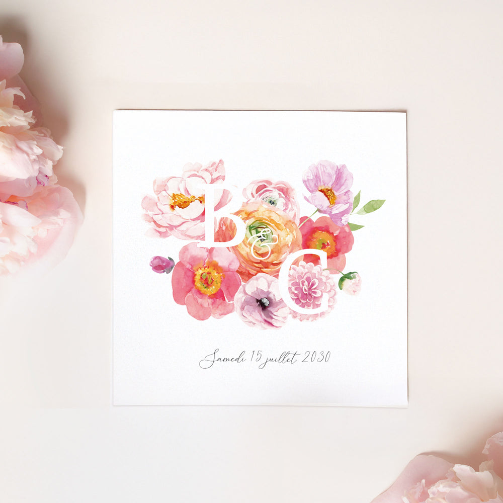 Initiales et bouquet