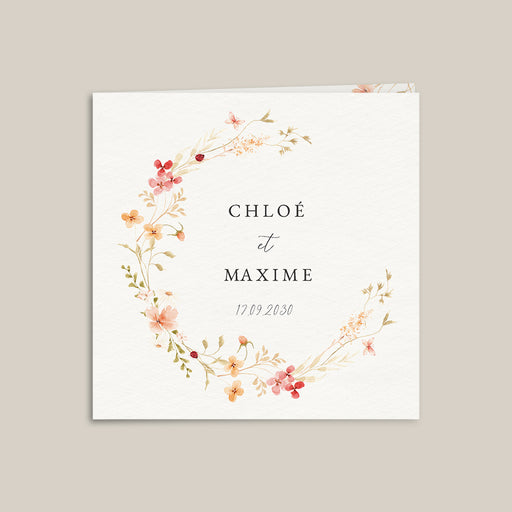Faire part mariage Couronnes de fleurs d'été #lang=FR,format=CG,Cut=RC0