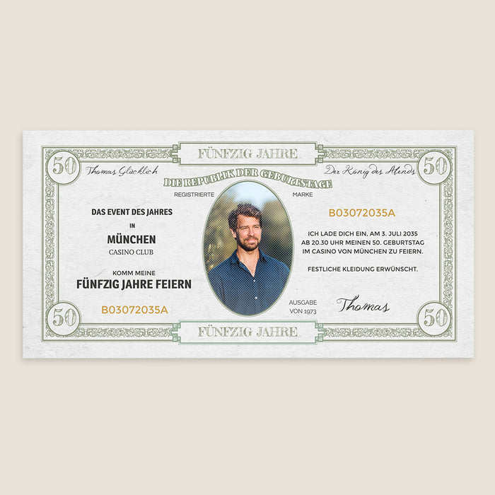 Originelle Einladungskarten Erwachsene Der amerikanische Dollar