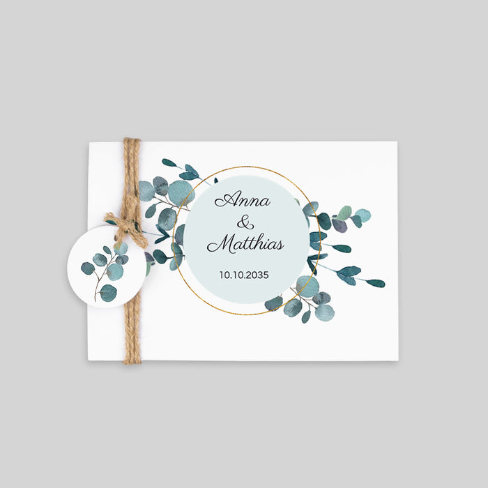 Klassische Hochzeitseinladung Eucalyptus Love
