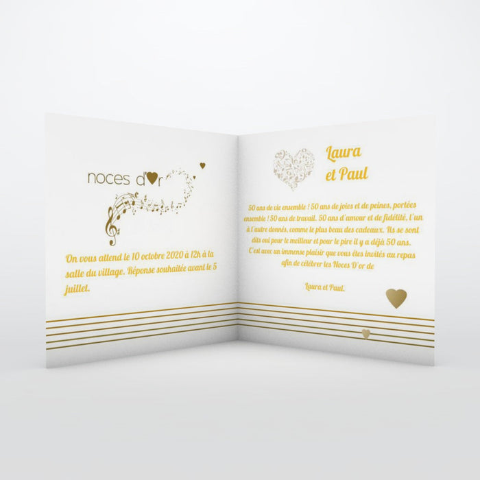 Carte invitation anniversaire mariage Partition notes de musique
