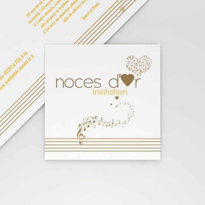 Carte invitation anniversaire mariage Partition notes de musique