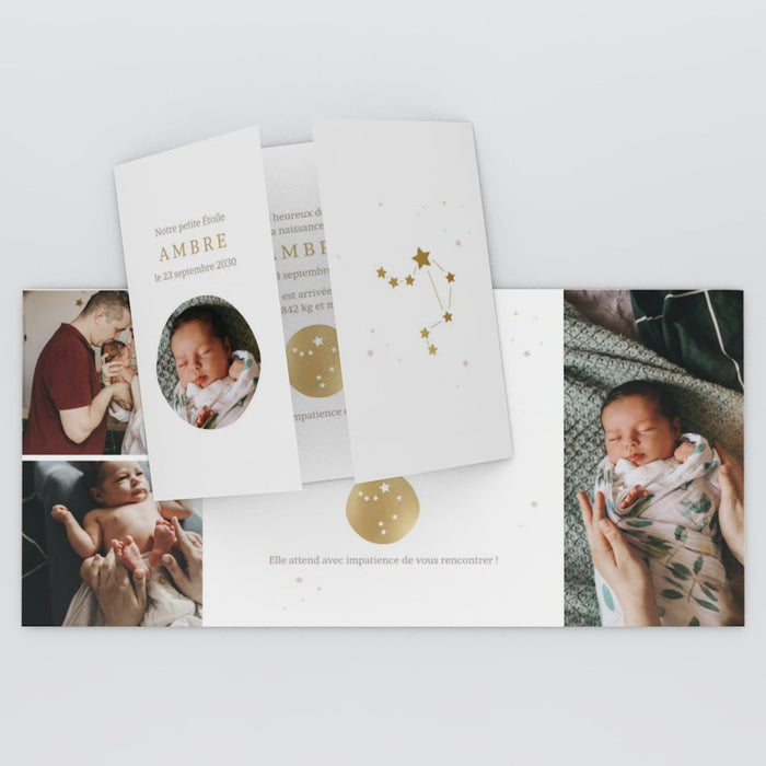 Faire-part naissance Petit Médaillon Constellation Balance