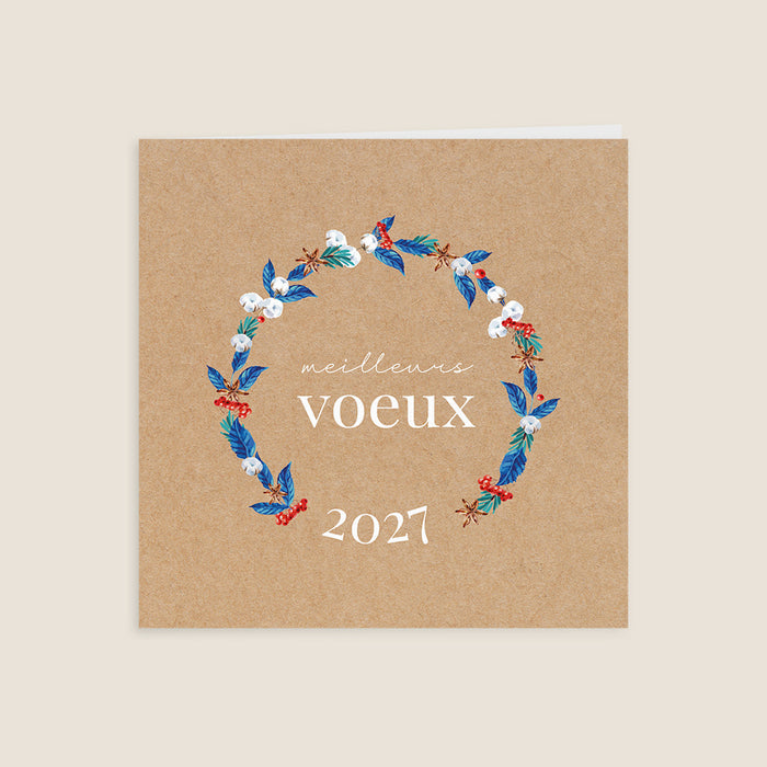 Cartes de Voeux Mairie Voeux et Couronne Végétale