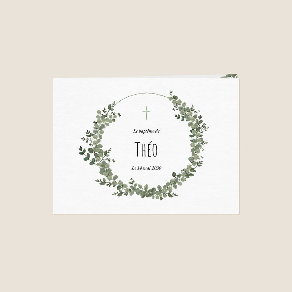 Couronne de feuilles, eucalyptus et croix