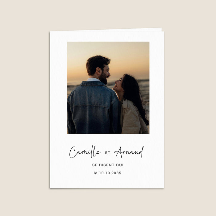 Faire-part mariage moderne Portrait Photo