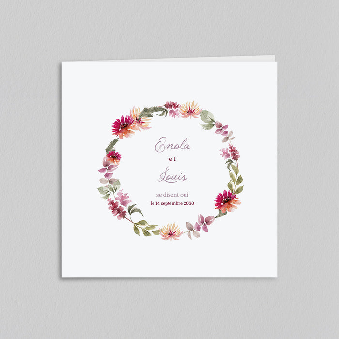 Faire-part mariage Feuilles et Fleurs d'Automne