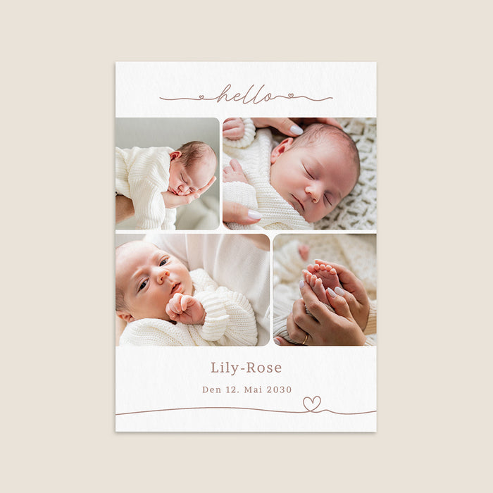 Geburtskarten Multiphoto und Hello Herz