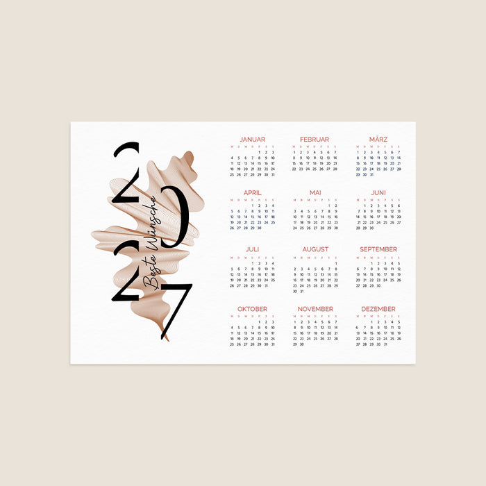 Weitere Anlässe Kalender mit Kupferblättern und Linien