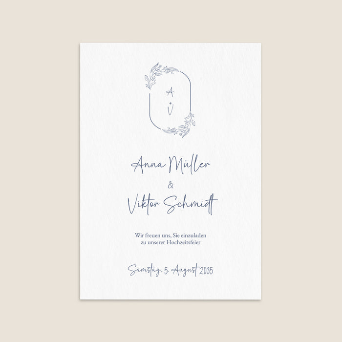 Minimalistische Hochzeitseinladung Monogramm und Kalligrafie