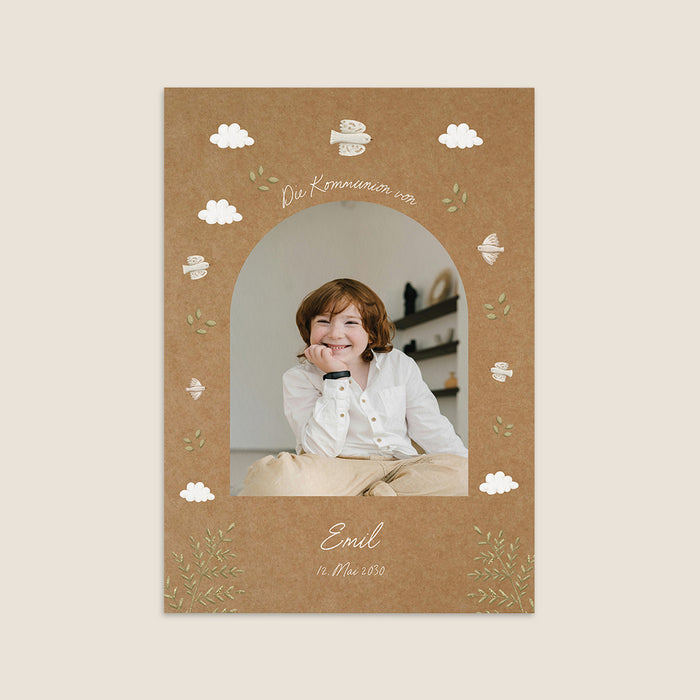 Kommunion Einladungskarten Taube und Farn