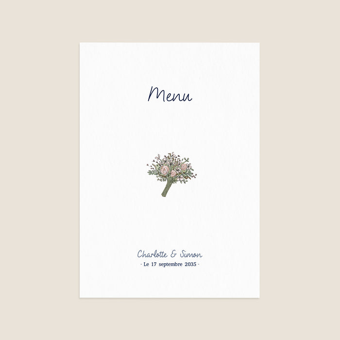 Menu de mariage Jour de Cérémonie