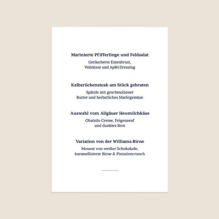 Menükarten Hochzeit Tag der Zeremonie