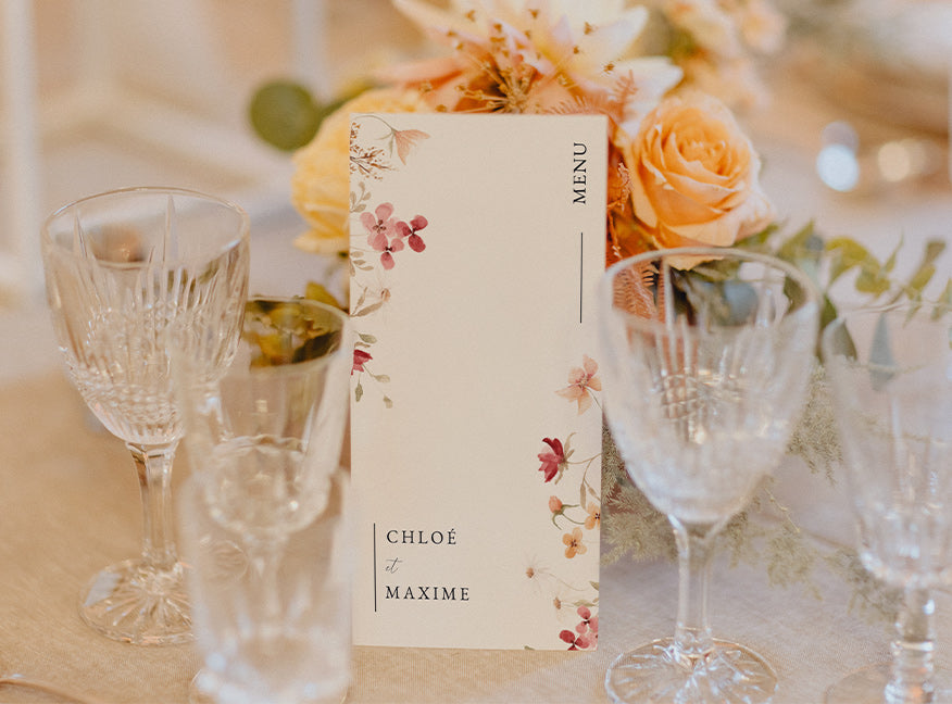 Carte menu mariage