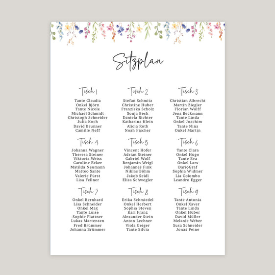 Sitzplan Hochzeit