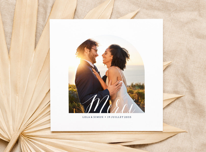 Carte remerciement mariage