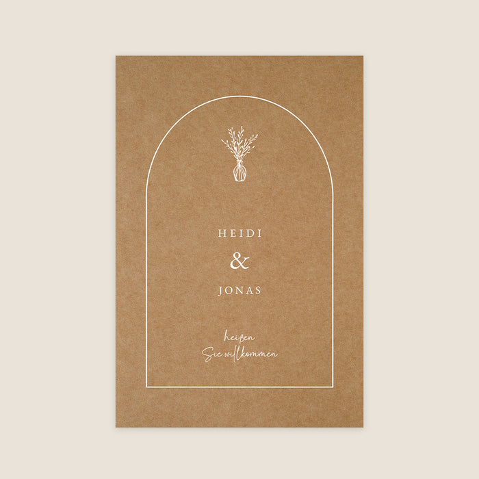 Willkommensschild zur Hochzeit Bogen & Kraftpapier